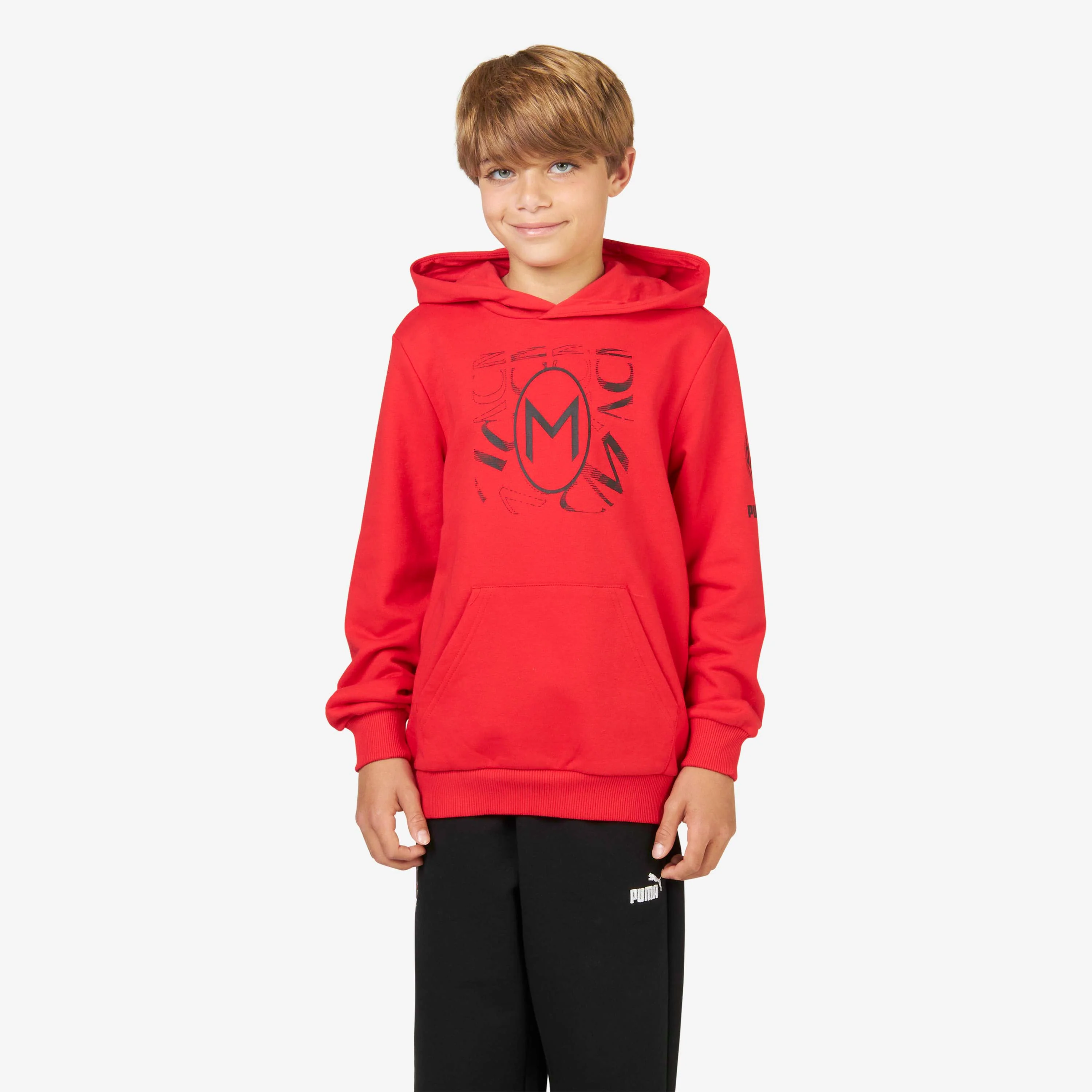 FELPA MILAN BAMBINO CON CAPPUCCIO E STAMPA FOOTBALL CORE - Image 4