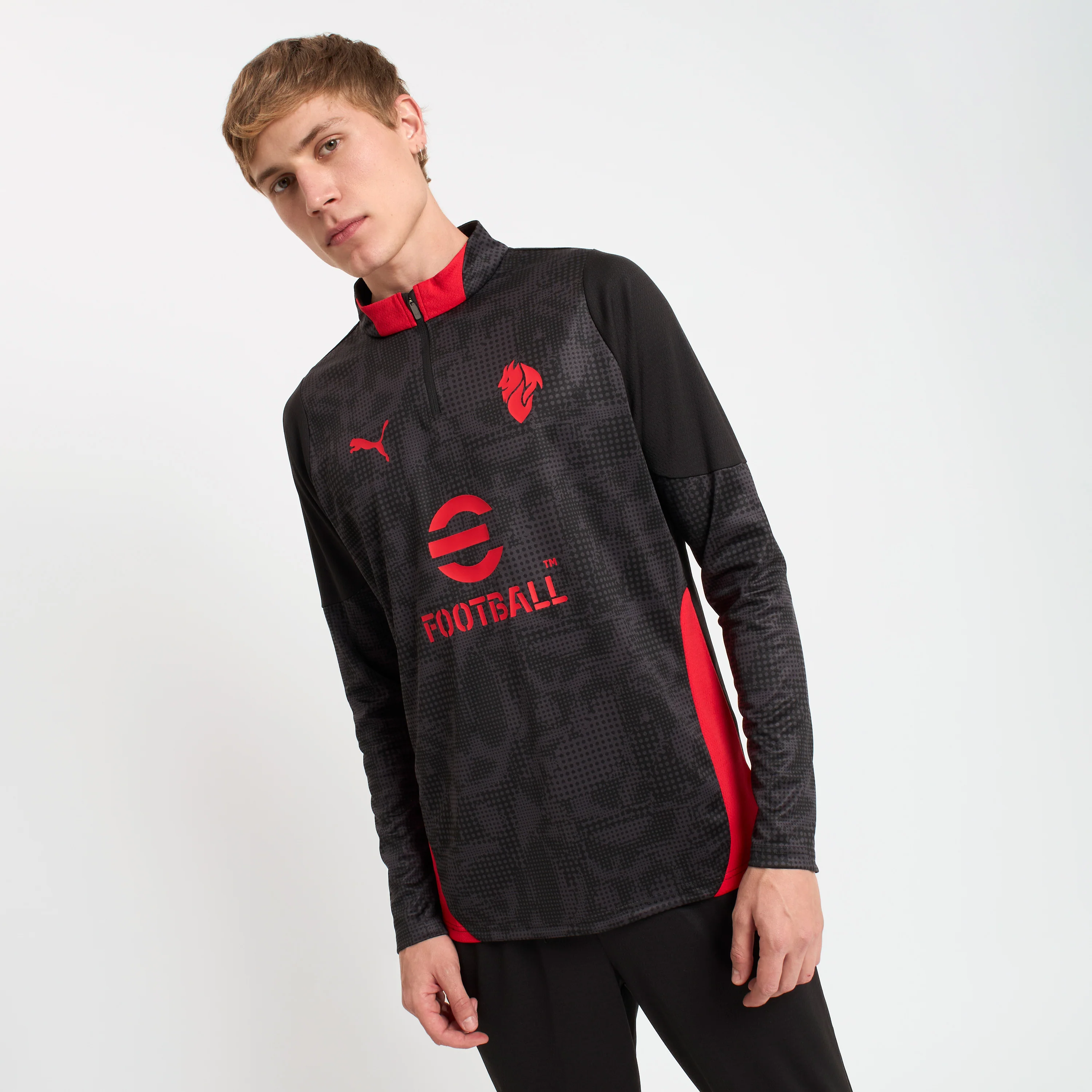 MAGLIA NERA MILAN TRAINING 1/4 ZIP A MANICA LUNGA 2025/26 - Image 3