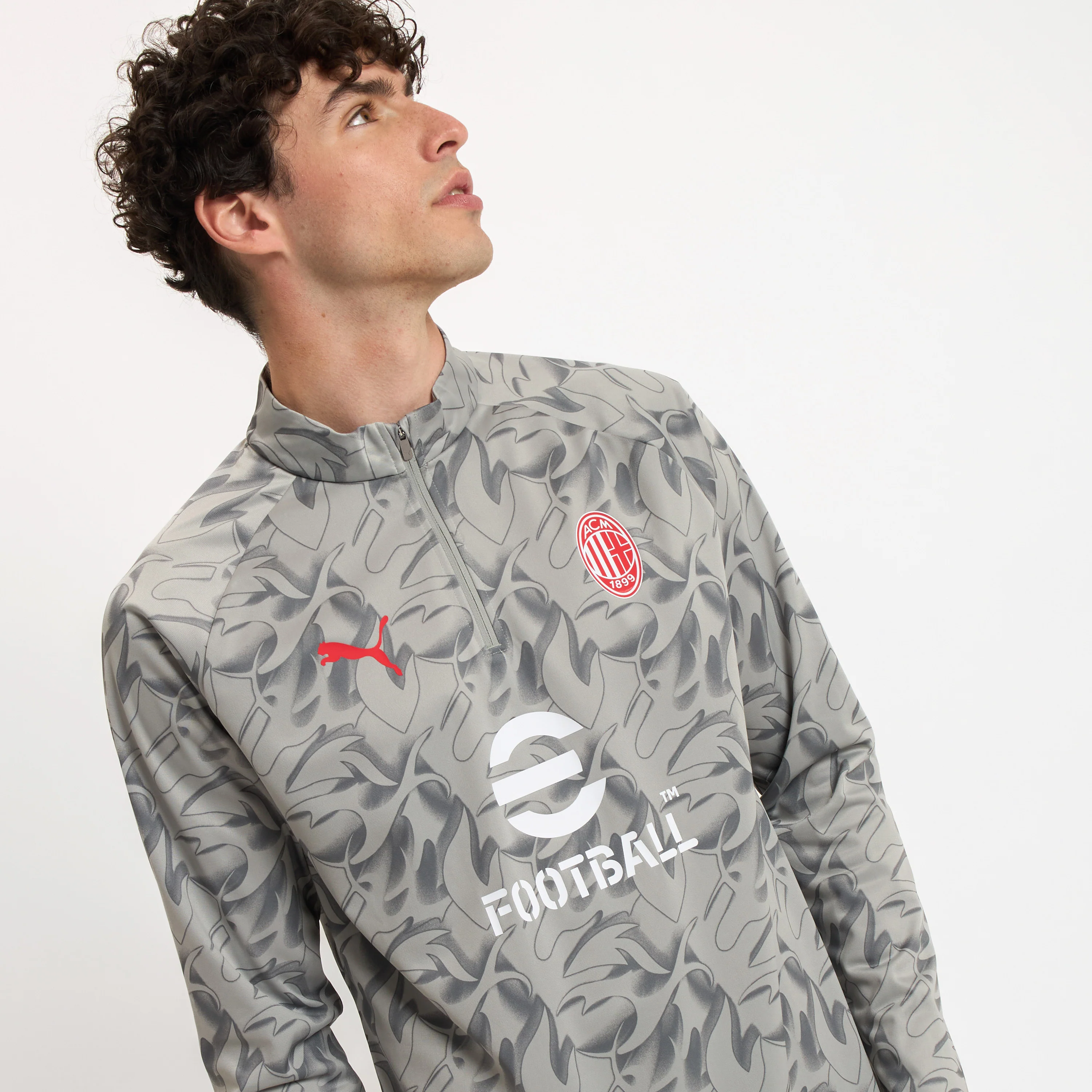 MAGLIA MILAN PREMATCH GRIGIA 2025/26 CON 1/4 ZIP - Image 3