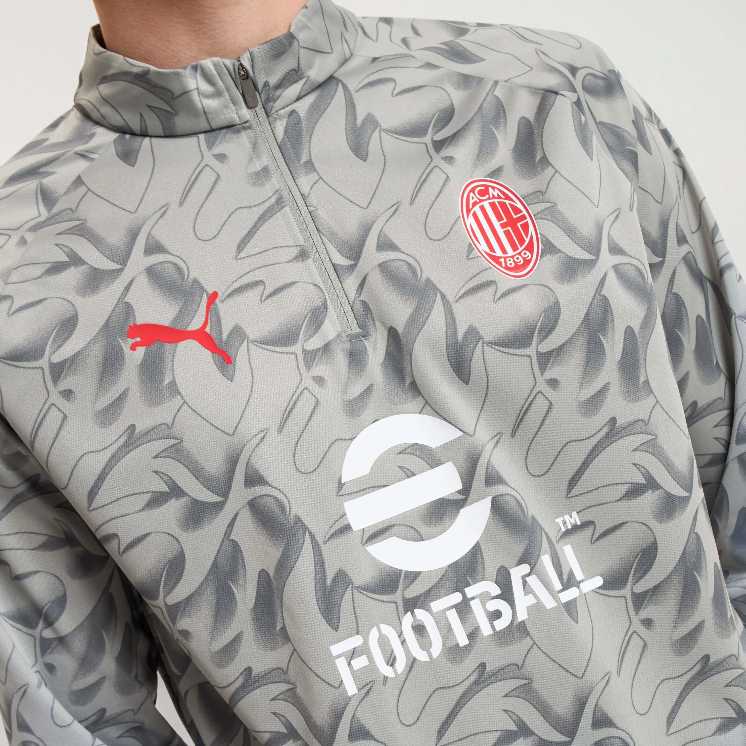 MAGLIA MILAN PREMATCH GRIGIA 2025/26 CON 1/4 ZIP - Image 7